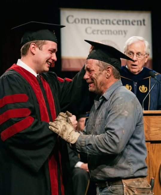 Mein Stiefvater war fünfundzwanzig Jahre lang Bauarbeiter und zog mich so auf, dass ich meinen Doktortitel machen konnte.Dann war der Dozent verblüfft, als er ihn bei der Graduierungsfeier sah.