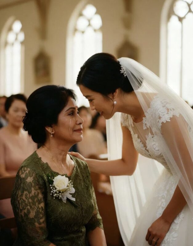 Ich schäme mich, zur Hochzeit meines Sohnes zu gehen, weil meine Kleidung alt ist – aber als meine Schwiegertochter mich in dem grünen Kleid sah, brachte ihre Reaktion den ganzen Saal zum Weinen.