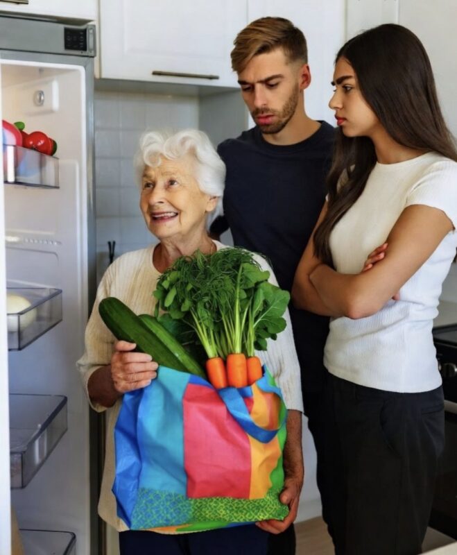Jeden Sonntag leerte meine Schwiegermutter unseren Kühlschrank. Als ich mich beschwerte, nannte mich mein Mann egoistisch. Also ließ ich ein „Geschenk“ darin zurück — und als sie es öffnete, schrie sie und fiel in Ohnmacht, während mein Mann auf die Knie sank und um Vergebung flehte.