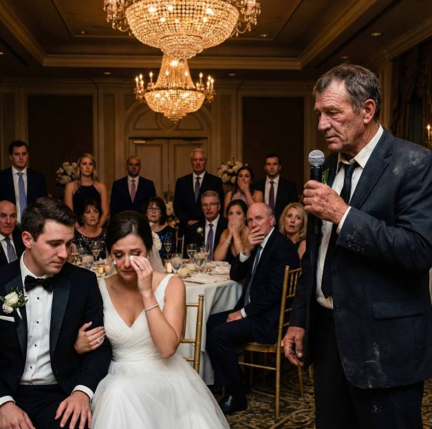 „Sie gehören hier nicht hin“, flüsterte meine Schwiegermutter und starrte auf die von Arbeit gezeichneten Hände meines Vaters. „Ein Müllmann auf einer Hochzeit wie dieser?“ spottete mein Schwiegervater. Ich spürte, wie sich meine Brust zusammenzog – bis mein Vater langsam einen Schritt nach vorne machte und ruhig sagte: „Da man mich bittet zu gehen… denke ich, es ist an der Zeit, euch zu sagen, wer diese Hochzeit bezahlt hat.“ Die Musik verstummte. Alle Gesichter wurden blass. Und das war erst der Anfang.