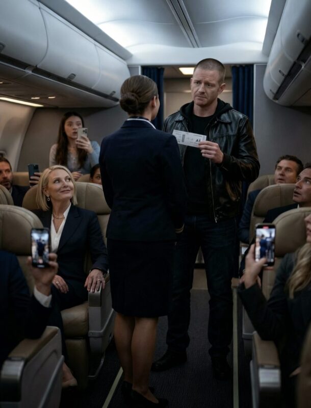 Sie nahm seinen Platz in der First Class ein – dann erstarrte sie, als er leise sagte: „Diese Fluggesellschaft gehört mir.“