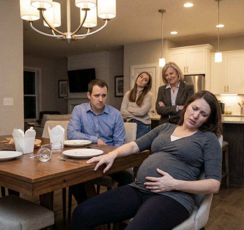 “Ich bin im achten Monat schwanger, ich kann kaum stehen“, flüsterte ich und hielt meinen Bauch fest.