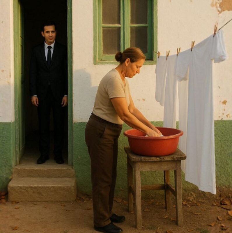 Jedes Mal, wenn der Ehemann von einer Geschäftsreise nach Hause kam, fand er seine Frau dabei, wie sie sorgfältig die Bettlaken schrubbte.