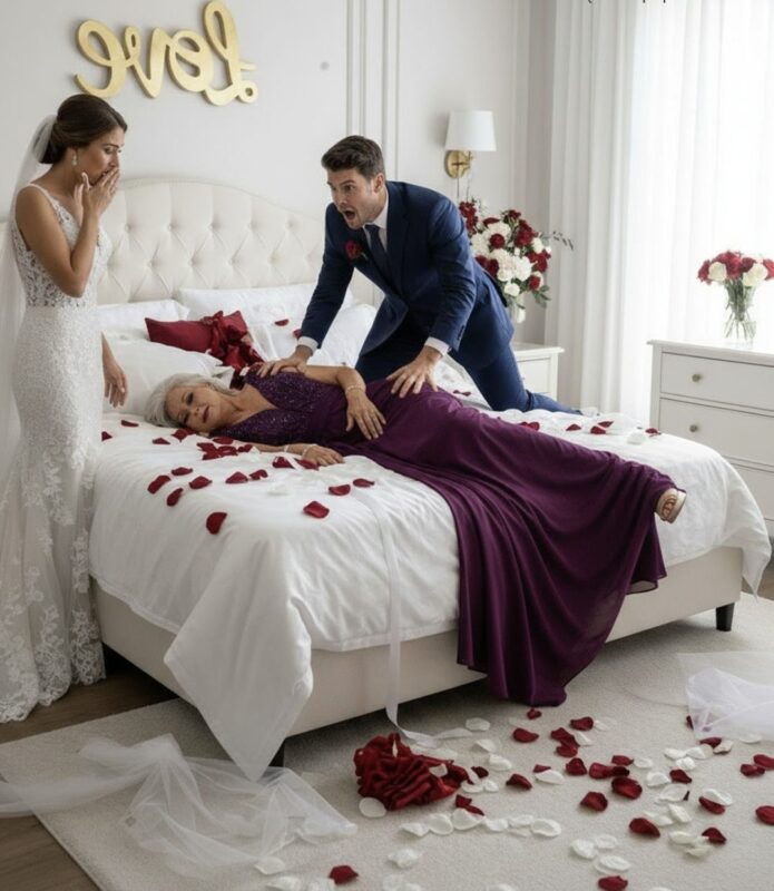 In der Hochzeitsnacht musste ich mein Bett meiner Schwiegermutter überlassen, weil sie „betrunken“ war – am nächsten Morgen fand ich etwas am Bettlaken kleben, das mich sprachlos machte.