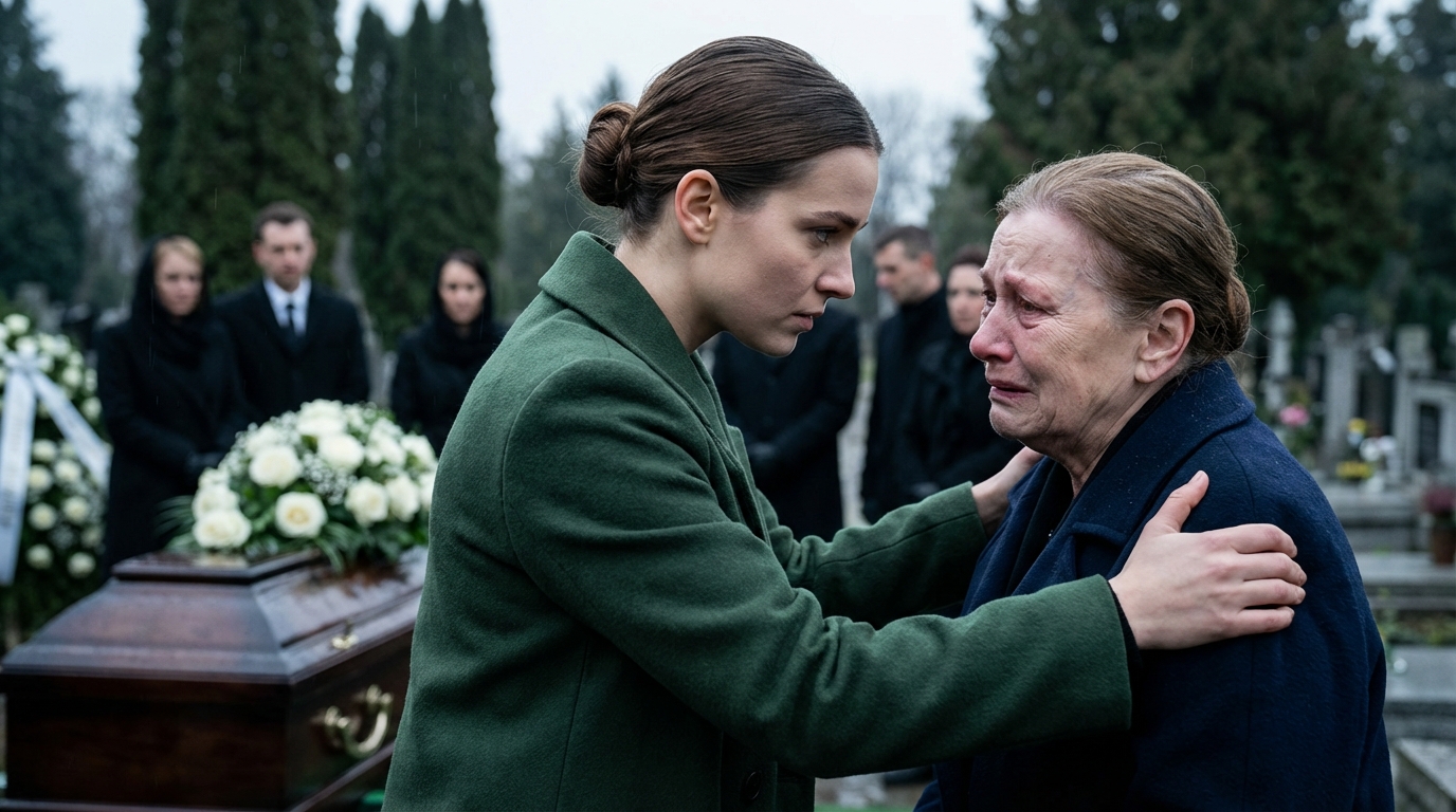 Bei der Beerdigung meines Mannes verkündete meine Tochter vor der Familie, dass ich es verdient habe, im Sarg zu liegen. Ich habe nicht geantwortet. Eine Woche später verweigerte ich ihr Erbe. Erst dann verstand sie Verrat.