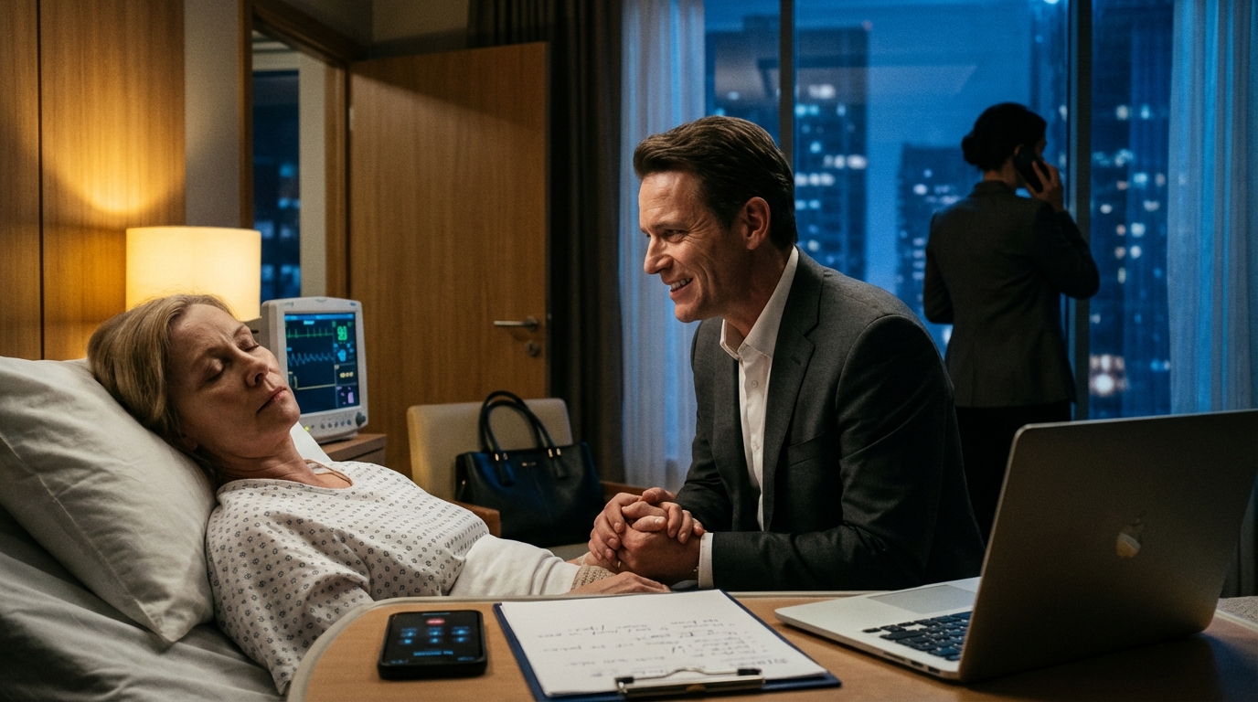 Drei Tage bevor ich am Northwestern Memorial starb, beugte sich mein Mann vor, drückte meine Hand und lächelte wie ein Mann, der bereits Bargeld zählt. «Endlich», flüsterte er. “Nur 72 Stunden. Deine Firma … dein Geld … alles meins.» Er dachte, ich wäre sediert. Er dachte, ich könnte nicht hören. Ich hielt meine Augen geschlossen — und machte einen Anruf, der mein Krankenzimmer in ein Kriegszimmer verwandelte. Denn wenn Brandon mich begraben wollte, nahm ich ihn mit.