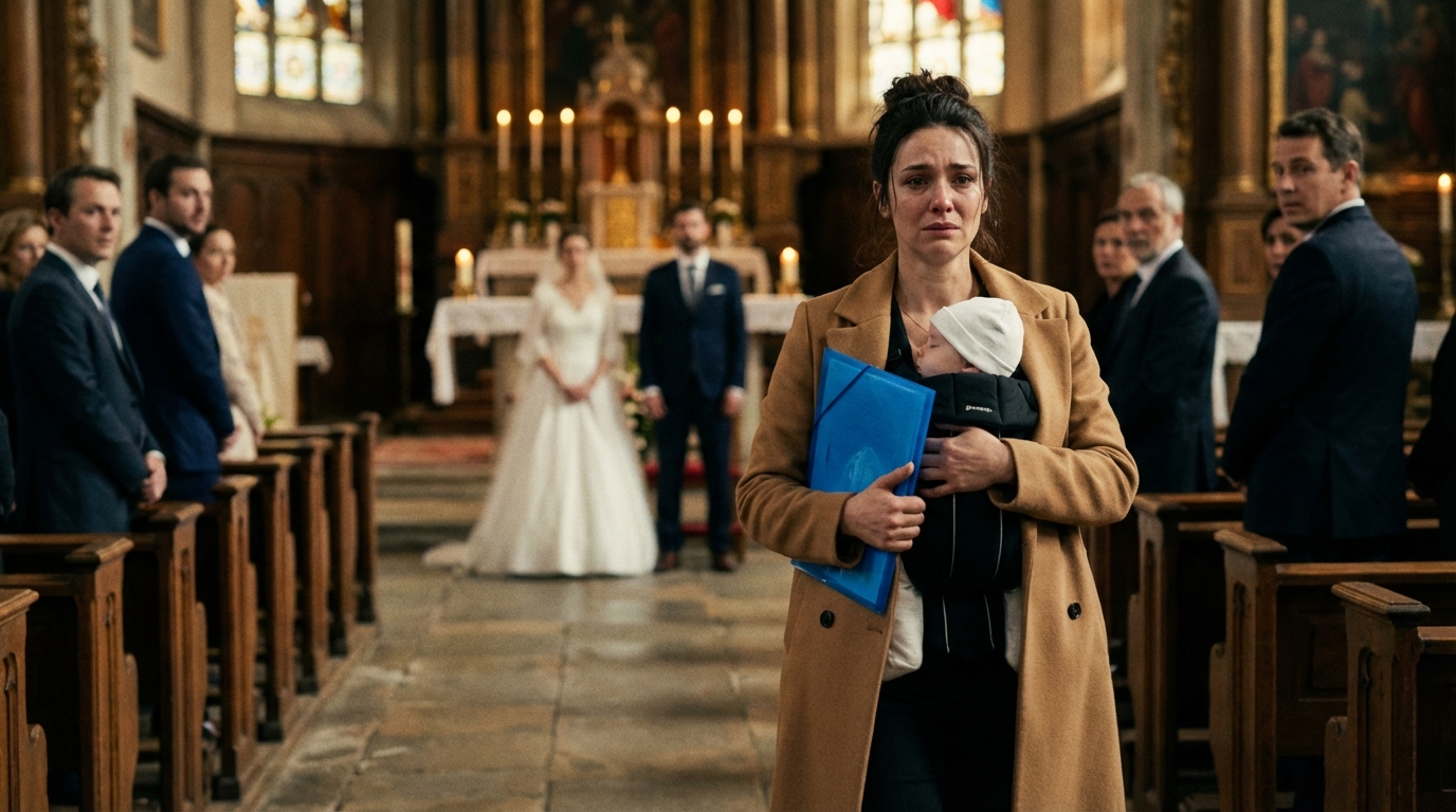 Sechs Wochen nachdem mein Mann mich und unser neugeborenes Baby mitten in einem Schneesturm verlassen hatte, betrat ich seine Hochzeit – mit dem einen Ding in den Händen, von dem er nie gedacht hätte, dass ich es besitzen würde.