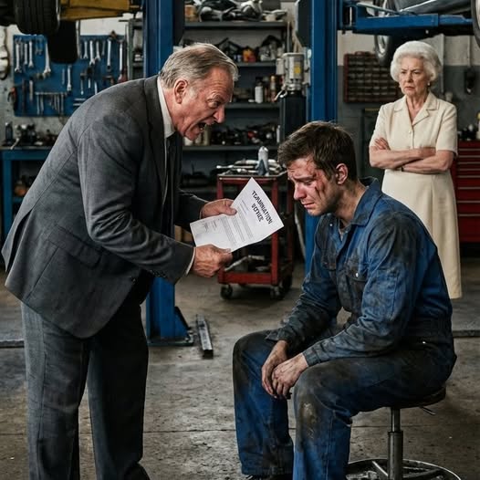 Ich wurde gefeuert, weil ich das Auto einer armen alten Frau kostenlos repariert habe. “Deshalb bist du immer noch arm!” spottete mein Chef. Ich bin pleite und niedergeschlagen nach Hause gegangen. Tage später rief eine unbekannte Nummer an. “Ich habe ein Jobangebot für dich, aber du musst sofort zu einem Vorstellungsgespräch kommen – heute Abend.” Als ich ankam, ließ mich das, was passiert war, erstarren. Es war kein Vorstellungsgespräch; Es war eine hochmoderne Autowerkstatt, und mein Name stand auf dem Schild über der Tür. Es stellte sich heraus, dass die “arme alte Frau” nicht arm war – sie war…