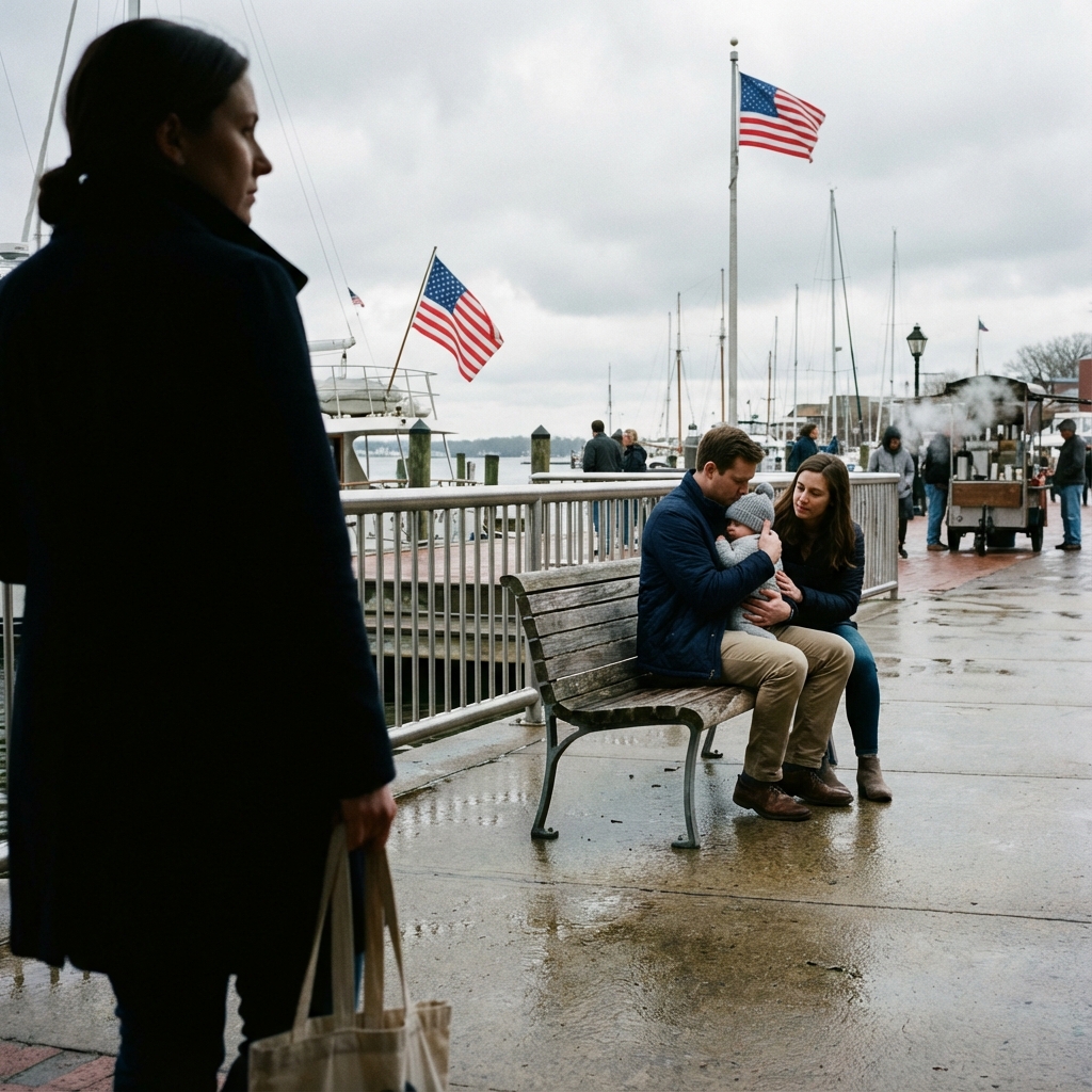 Ich sah zu, wie mein Mann ein Baby auf einer öffentlichen Bank hielt – und ich hielt meine Stimme absichtlich leise.