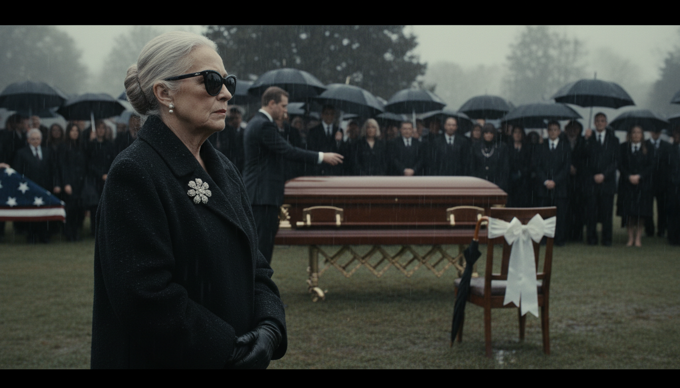 Am Tag der Beerdigung meines Mannes entschied sich mein Sohn stattdessen, an der Geburtstagsfeier seiner Frau teilzunehmen. Ich stand im Chicagoer Regen neben dem Sarg und begriff – vielleicht zum ersten Mal –, dass ich jahrelang den Falschen beschützt hatte. Mit einer einzigen, unauffälligen Geste entzog ich ihm sein Milliarden-Erbe … und hinterließ ihm ein „Geschenk“, das er nie vergessen würde.