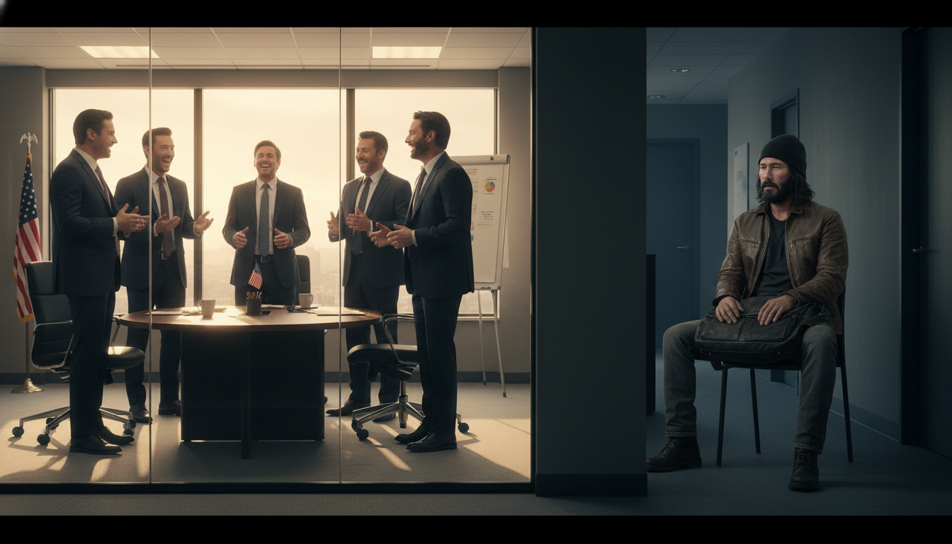 Kunu Reeves betrat sein eigenes Unternehmen und wurde angewiesen, wie ein Lieferant im Flur zu warten.