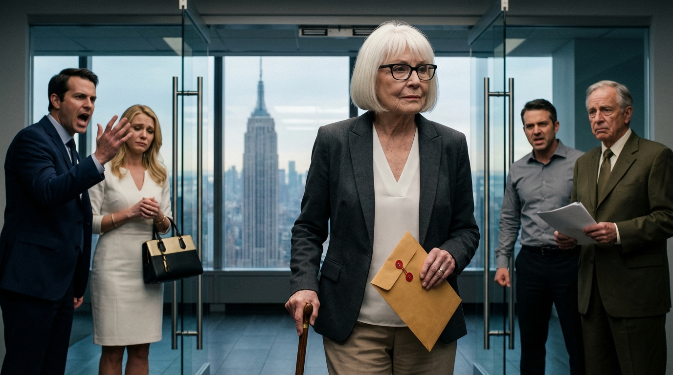 Bei der Testamentseröffnung beugte sich mein Sohn zu meiner Schwiegertochter und sagte: „Endlich teilen wir Mamas 8 Millionen Dollar.“ Der ganze Raum brach in Gelächter aus. Dann kam ich herein, griff ruhig nach dem Testament und richtete es – und das Lächeln meines Sohnes und seiner Frau verschwand.