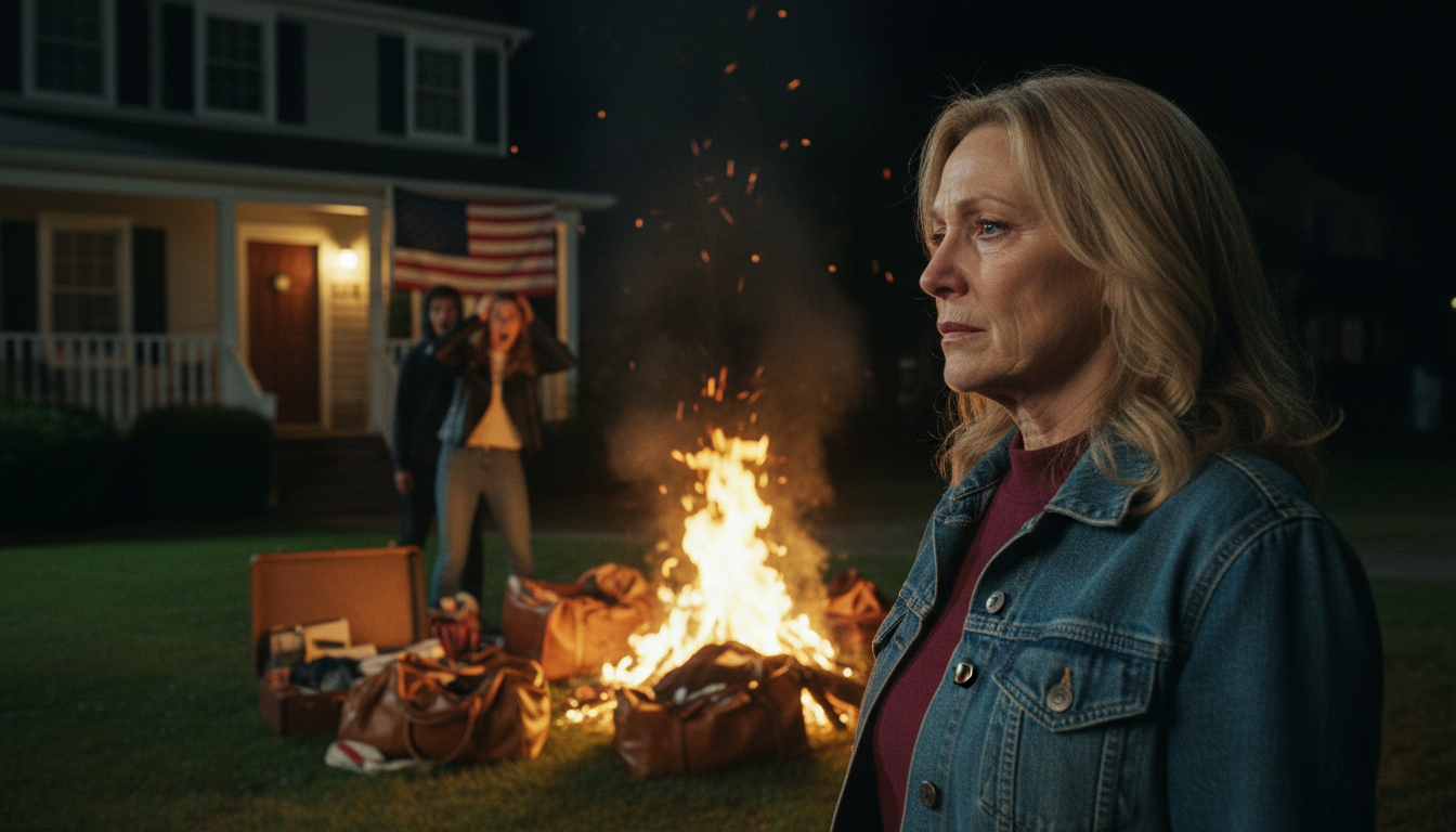 Ich erwachte aus einem sechsmonatigen Koma. Mein Sohn sagte: „Mama, ich habe dein Haus meinen Schwiegereltern gegeben. Wir dachten, du würdest sterben.“ Seine Frau fügte hinzu: „Such dir eine andere Bleibe.“ Ich ging leise weg. Drei Stunden später kamen sie zurück und fanden die Schlösser ausgetauscht und all ihre Habseligkeiten brennend auf dem Rasen vor