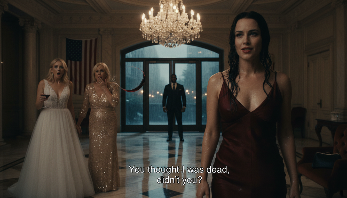 Ich habe meiner Familie nie erzählt, dass mein Mann, der angeblich auf dem Bauernhof arbeitete, in Wirklichkeit der milliardenschwere Investor war, den sie so unbedingt beeindrucken wollten. Auf der Hochzeit meiner Schwester setzte mich meine Mutter im Regen neben den Mülleimer und sagte: „Wir bringen dir die Reste.“ Meine Schwester spottete, ich sei eine Schande, und schüttete mir Wein über das Kleid. Sie lachten – bis mein Mann den Ballsaal betrat. In diesem Moment zerbrach ihre heile Welt, und jedes Lächeln verschwand aus ihren Gesichtern.