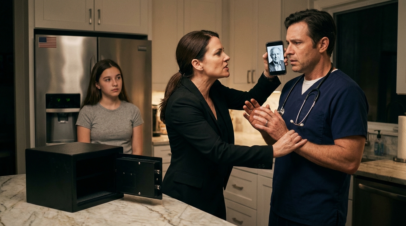 Ich adoptierte ein dreijähriges Mädchen, das einen tödlichen Unfall überlebt hatte und das ich in meiner ersten Nacht in der Notaufnahme kennengelernt hatte – dreizehn Jahre später hielt mir die Frau, die ich heiraten wollte, „Beweise“ vor die Nase: körnige Aufnahmen aus dem Flur, den grauen Kapuzenpulli meiner Tochter und meinen Tresor, der sich öffnete; sie schwor, Avery hätte gestohlen und „etwas versteckt“ … bis ein Detail in dem Video mir das Blut in den Adern gefrieren ließ und ich die Anschuldigung gegen sie selbst richtete.