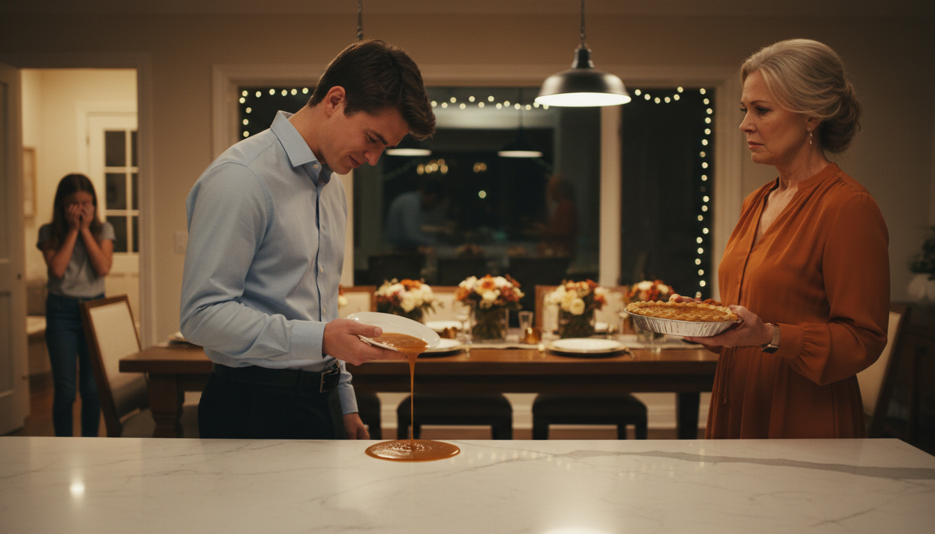 ‘Bring um 16 Uhr ein Gericht mit.’ Mein Sohn hat geschrieben. Ich kam mit Kürbiskuchen herein – und er reichte mir einen Teller mit Resten und sagte: ‘Das ist alles, was du verdienst.’ Am nächsten Morgen öffnete ich meine Bank-App – und mein Leben.