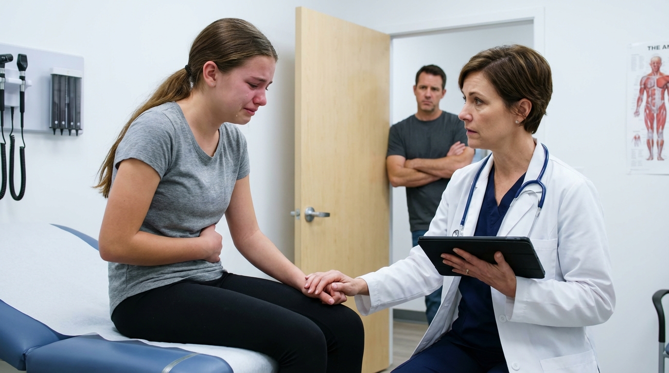 Meine jugendliche Tochter sagte immer wieder, dass etwas nicht stimmte. „Sie übertreibt nur“, behauptete mein Mann. Doch als ich sie schließlich trotzdem ins Krankenhaus brachte, kam eine Wahrheit ans Licht, die unser Familienleben für immer veränderte.