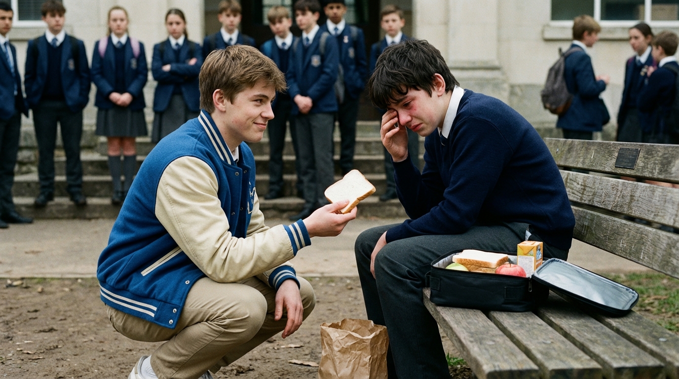 Ich stahl jeden Tag das Mittagessen meines armen Klassenkameraden, um über ihn zu lachen – bis ich den Zettel las, den seine Mutter hineingelegt hatte, und begriff, wer wirklich reich war …