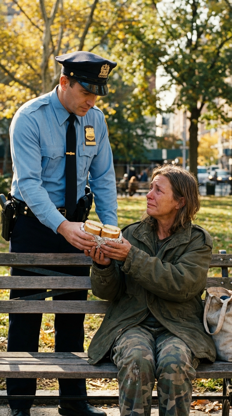 Der Polizist aß jeden Tag mit einer obdachlosen Frau zu Mittag, doch eines Tages war er fassungslos über das, was er sah…