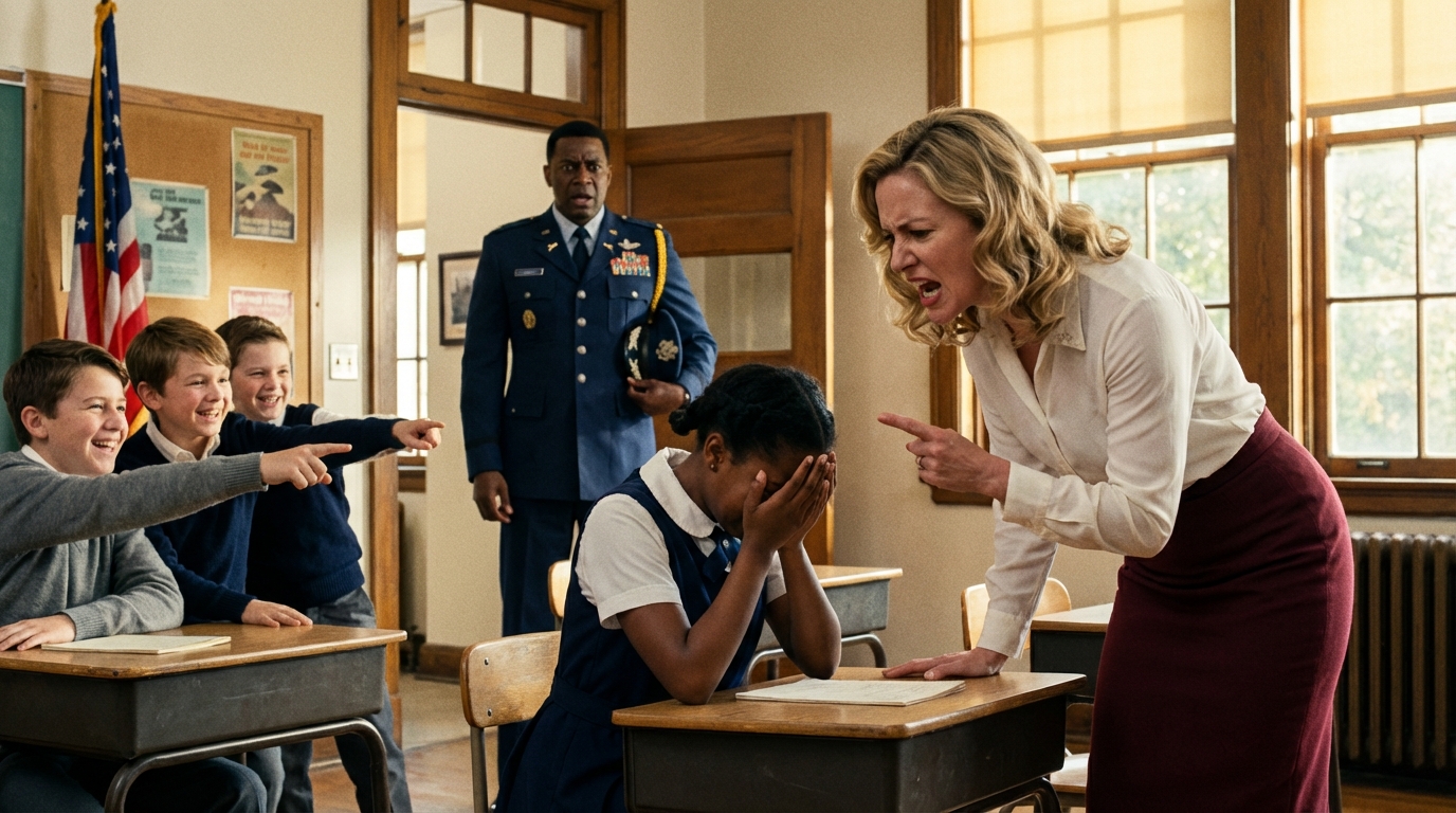 Rassistischer Lehrer nannte ein schwarzes Mädchen eine Lügnerin über ihren Vater – verstummte, als der Vier-Sterne-General eintrat