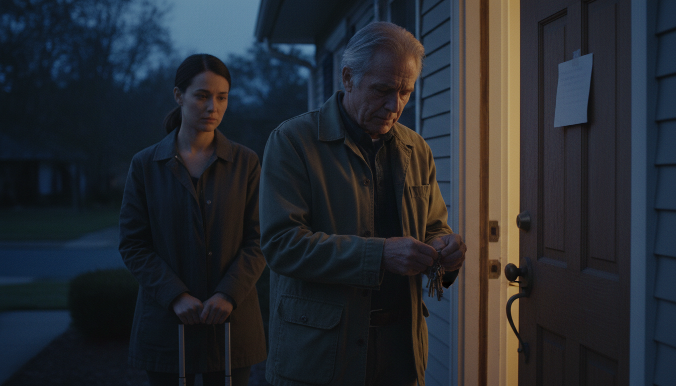 Mein Sohn ließ das Gespräch an, und ich hörte ihn sagen: “Sie ist eine Last.” Ich blieb still, verkaufte mein Haus im Wert von 980.000 Dollar, übertrug alles und verschwand. Sie kamen lächelnd aus Europa zurück, bis der Schlüssel nicht mehr passte. Das Haus war leer. Der Zettel?