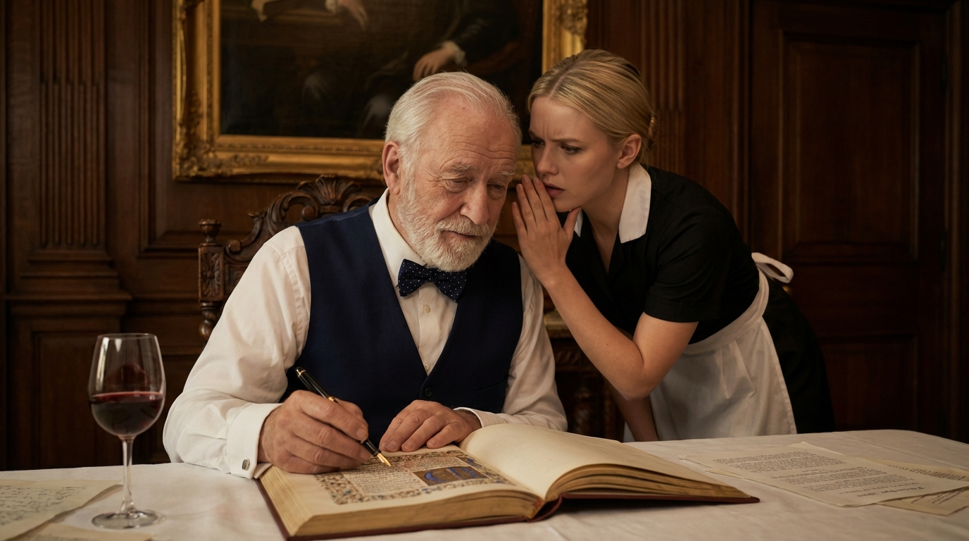 Ich arbeitete bei einem privaten Abendessen für den Milliardär Harrison Cox und hielt meinen Kopf gesenkt und meine Schritte leise. Aber als er nach einem Stift griff, um einen Deal über 100 Millionen Dollar zu besiegeln, fiel mein Blick auf ein altes Manuskript neben den Unterlagen.