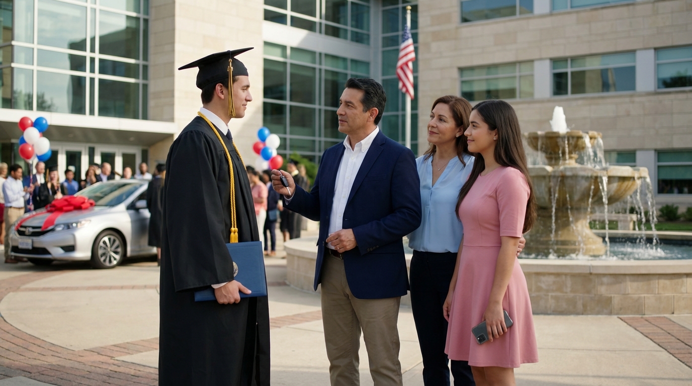 „Nimm den Bus – wir kaufen deiner Schwester einen Mercedes“, sagte mein Vater. Bei der Abschlussfeier verkündete der Dekan: „Und nun… unser jüngster Milliardär-Absolvent…“ Und das Lächeln meines Vaters erstarrte.