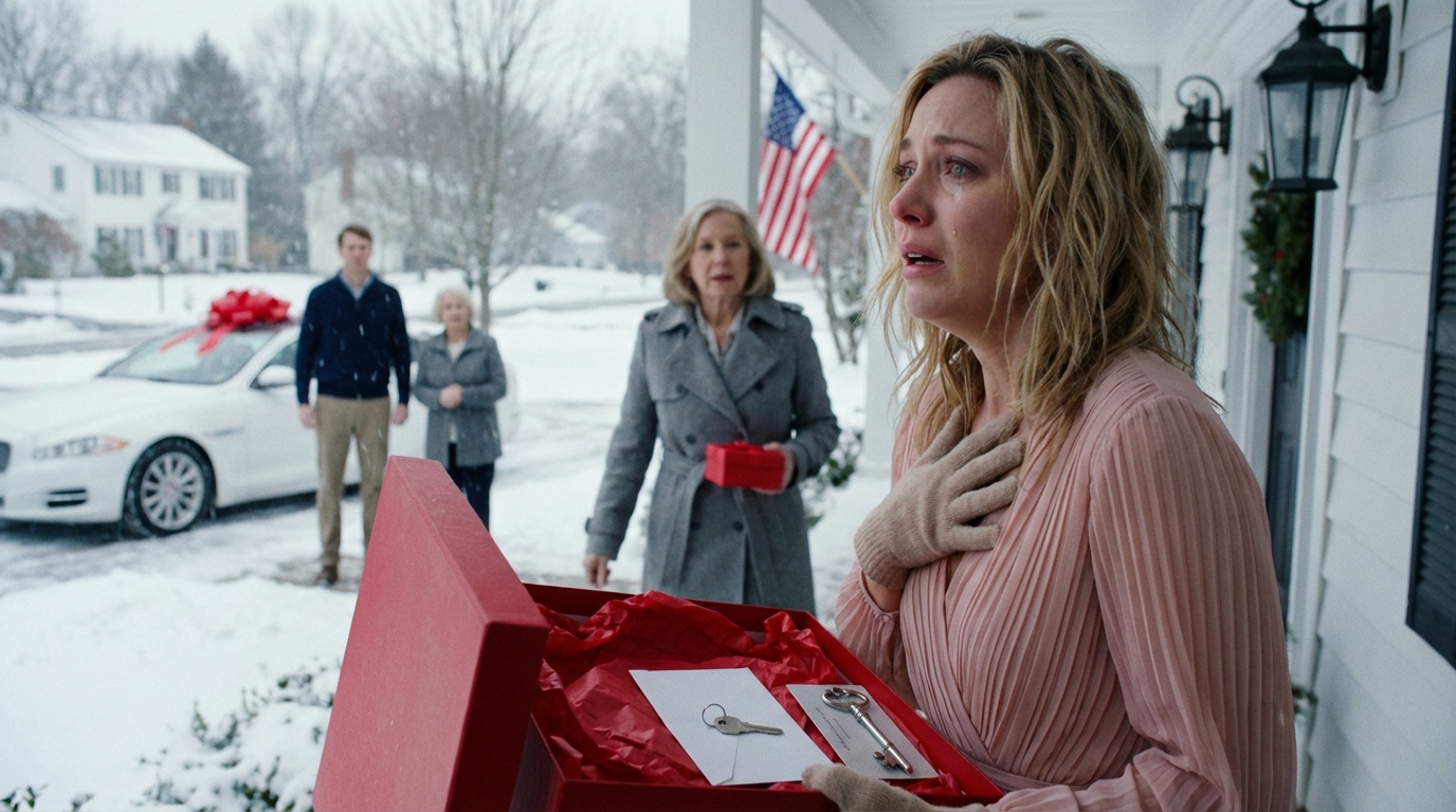 Mein Sohn hat seiner Schwiegermutter zu Weihnachten einen BMW für 60.000 Dollar geschenkt. Mein Geschenk? Ein Sparschwein mit nur 3 Dollar drin. Ich lächelte, fuhr nach Hause und ging ins Bett. Als die Sonne aufging, legte ich leise ein ‘Geschenk’ an ihre Haustür… Und sobald seine Frau sie öffnete, verschwand ihr Lächeln so schnell, dass es unecht wirkte.