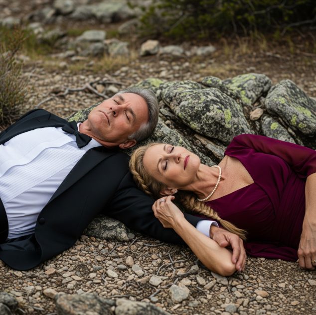 Auf dem Weg den Berg hinauf stießen mein Sohn und meine Schwiegertochter plötzlich meinen Mann und mich von einer Klippe. Während ich dort lag, hörte ich, wie mein Mann flüsterte: „Nicht bewegen … tu so, als wärst du tot!“ Doch als sie gegangen waren, enthüllte er eine Wahrheit, die noch furchterregender war als der Sturz selbst.