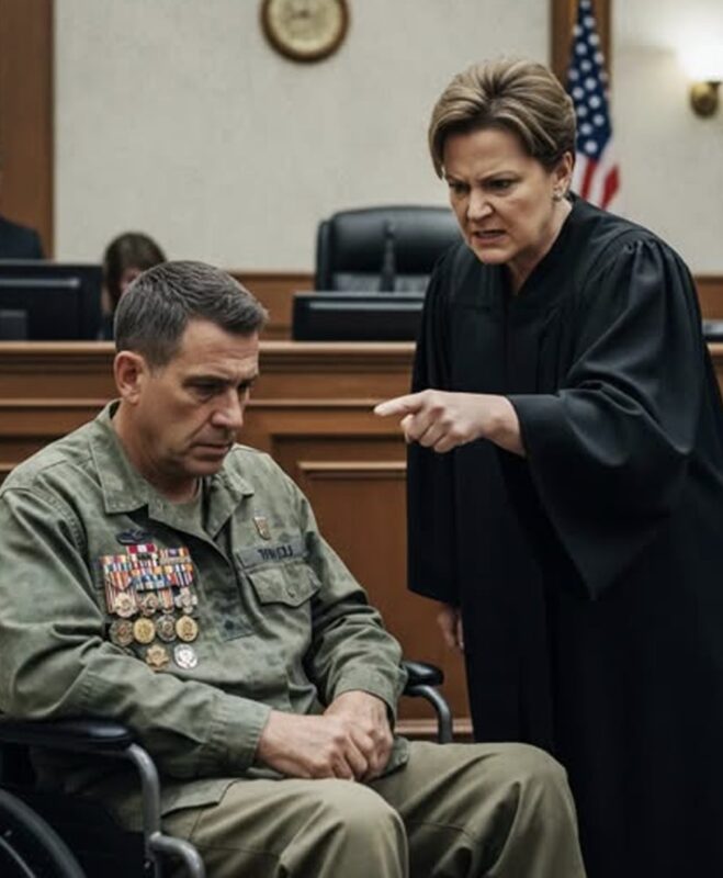 Richter verlangt, dass ein behinderter Veteran während der Urteilsverkündung aufsteht – Sekunden später erhebt sich der gesamte Gerichtssaal, und das, was dann passiert, bringt alle zu Tränen.