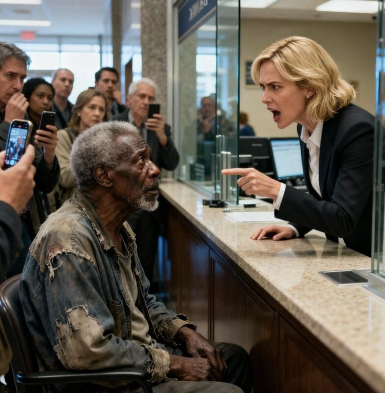 Eine mächtige Bankdirektorin demütigt öffentlich einen alten Schwarzen Mann, der nur gekommen war, um seine Ersparnisse abzuheben – doch nur wenige Stunden später schlägt das Karma gnadenlos zurück, als sie ein Geschäft über 3 Milliarden Dollar verliert, das ihre Karriere hätte retten können … – BN
