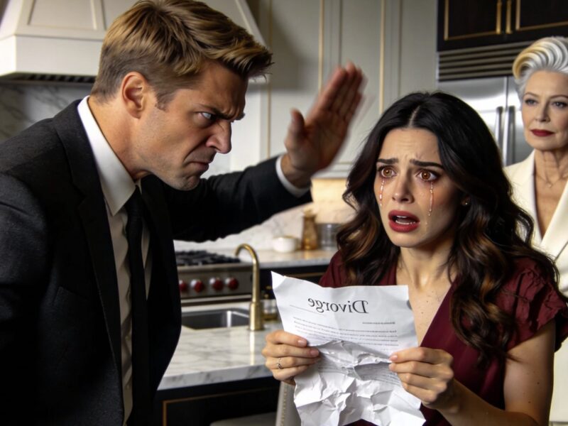 Er schlug mich, ließ die Scheidungspapiere fallen … und sagte: „Du bist kaputt — ein unfruchtbarer Baum, der so tut, als würde er blühen.“