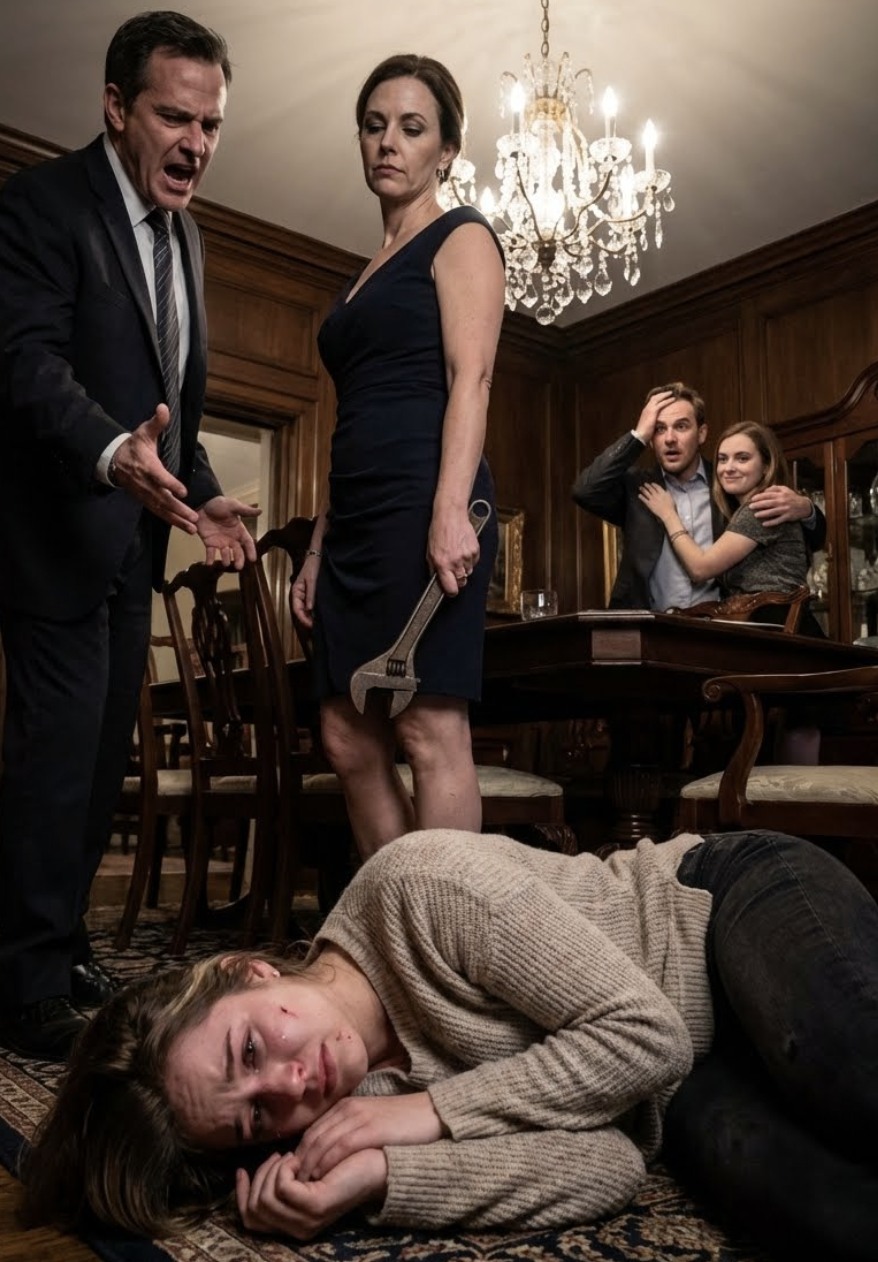 Bei einem Familienessen stellte meine Schwester ihren Freund vor – und aus irgendeinem Grund konnte er den Blick nicht von mir abwenden. Er fragte mich, was ich beruflich mache. Ich antwortete. In diesem Moment schlug mir meine Mutter einen Schraubenschlüssel ins Gesicht, weil ich es gewagt hatte, „frech zu sein“. Sie brachen in Gelächter aus. „Wenigstens bist du jetzt hübsch“, höhnte meine Schwester. „Ein Schlag war wohl nicht genug“, fügte sie hinzu. Meine Mutter warf ihr den Schraubenschlüssel zu. „Jetzt bist du dran.“ Ich versuchte, mich zu schützen. Mein Vater packte mich am Arm. Alles wurde schwarz. Sie lächelten weiter neben dem Freund meiner Schwester – als wäre ich nur die Pointe eines schlechten Witzes. Dann wich die Farbe aus ihren Gesichtern …