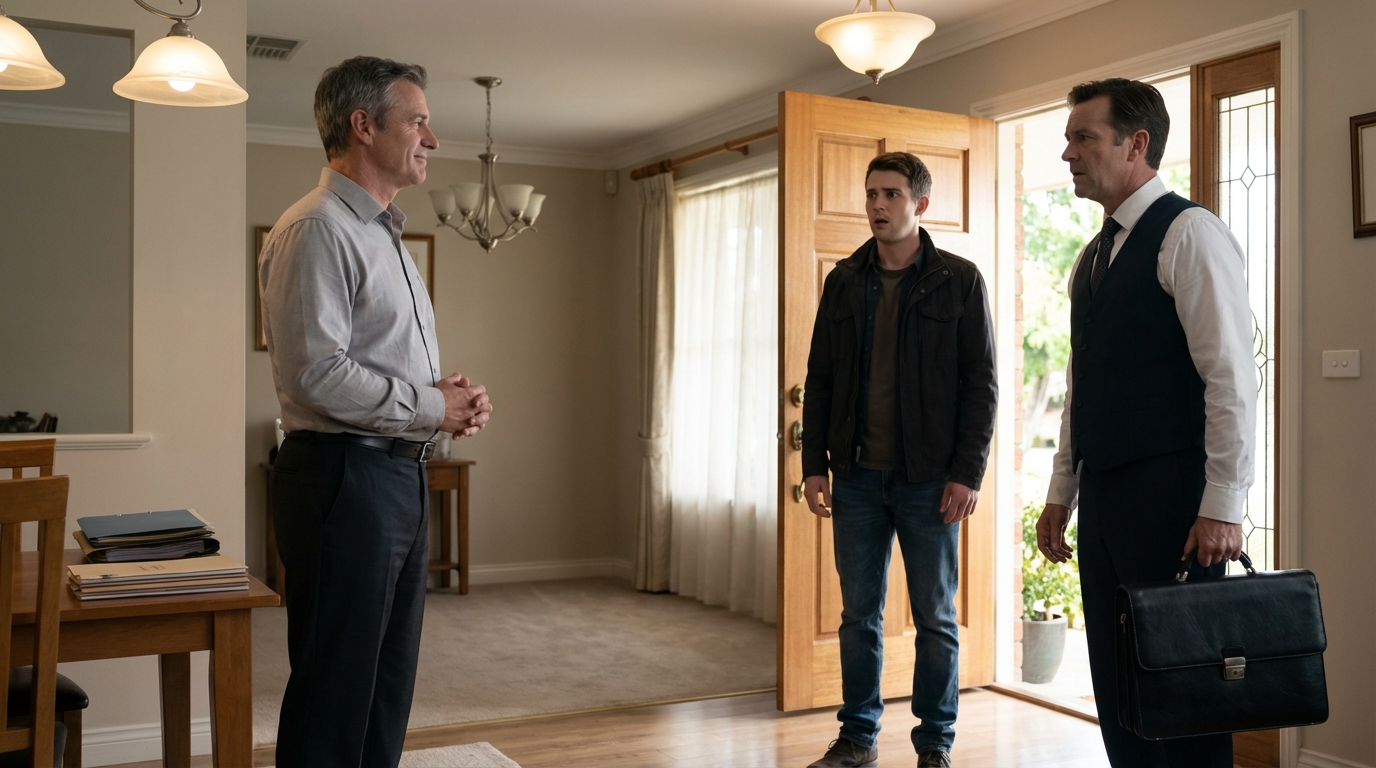 Mein jüngerer Bruder hatte seine Hochzeit in meinem Haus gefeiert, aber als er am nächsten Tag mit einem Umzugswagen zurückkam und verkündete „Dieses Haus gehört mir“, blieb ich still, verschränkte die Arme und lächelte, denn mein Anwalt wartete bereits an der Tür.