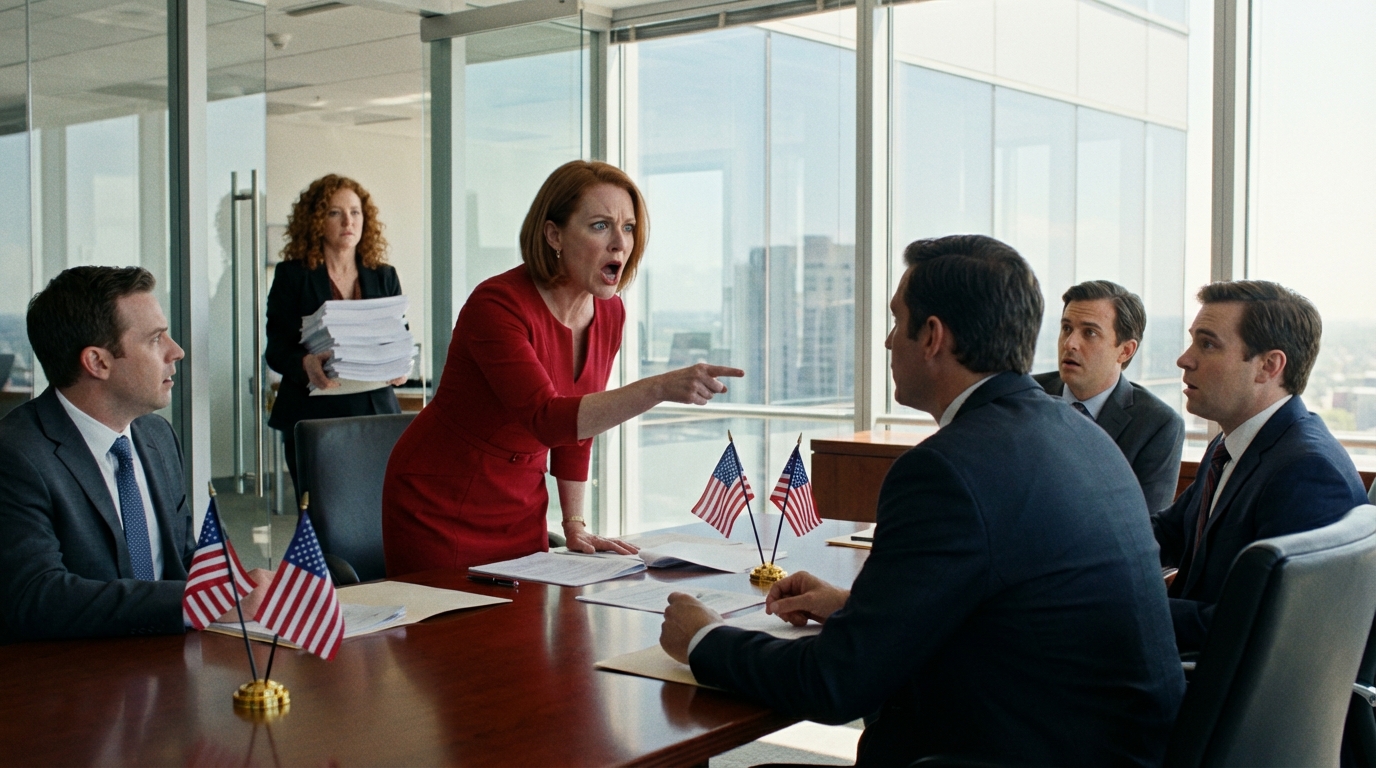 “Bringt sie hier raus!” schrie meine Schwester quer durch den Besprechungsraum. Ich lächelte nur und ließ sie so tun, als hätte sie “Macht” – denn sie hatte keine Ahnung, wer ich wirklich war. Bis ein Mann hereinkam und vier Worte sagte. Der ganze Raum wurde still. Meine Schwester wurde blass