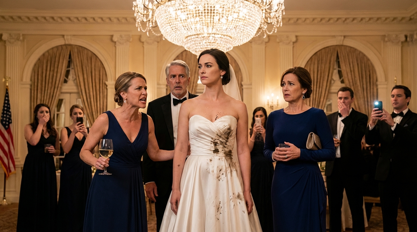 “Gib dein Haus deiner Schwester.” Meine Eltern gossen Rotwein auf mein Hochzeitskleid – also habe ich sie vor allen entblößt.