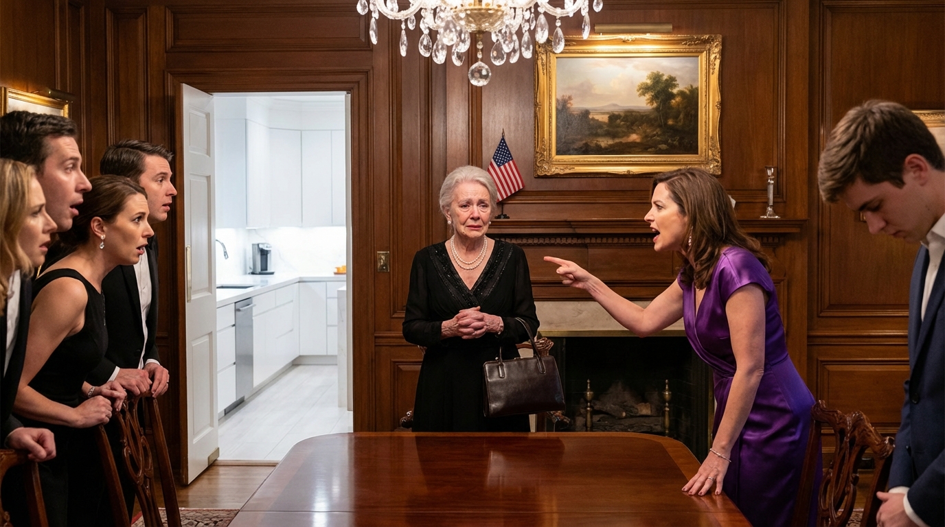 BEIM FAMILIENESSEN ZEIGTE MEINE SCHWIEGERTOCHTER AUF MICH UND RIEF: “DAS DIENSTMÄDCHEN WIRD IN DER KÜCHE ESSEN!” ICH LÄCHELTE NUR UND ANTWORTETE: “DAS IST IN ORDNUNG, LIEBLING… ABER DU WIRST AUF DER STRASSE LEBEN!” IN DIESEM MOMENT ENTDECKTE SIE, DASS ICH DER EIGENTÜMER DES HAUSES WAR…