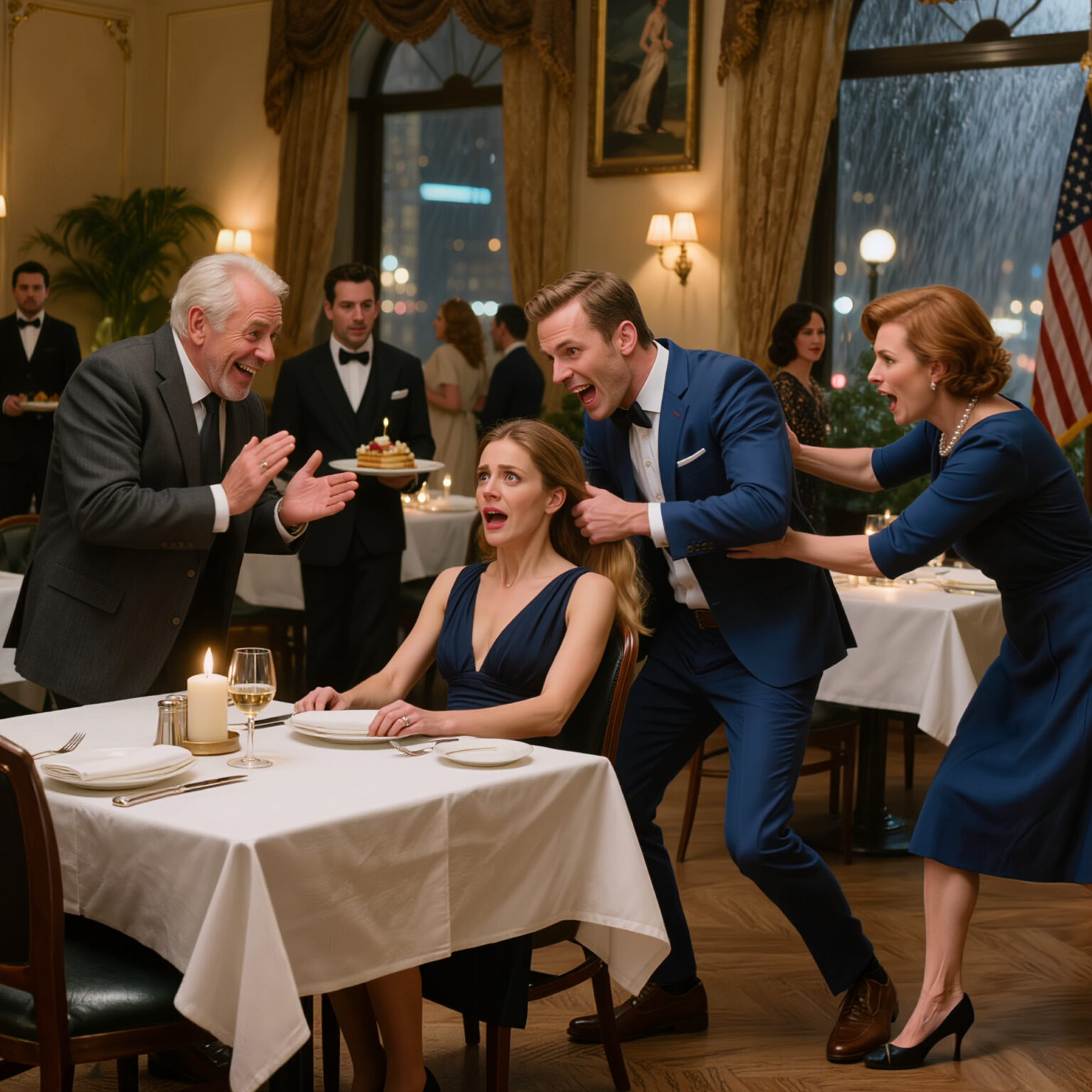 Lige der i restauranten hev min svigersøn min datters hår foran alle. Hans far sagde endda: “Det er rigtigt! Hun skal lære en lektie.” Min datter brast i gråd. Jeg rejste mig op – og fra det øjeblik begyndte alt at ændre sig. Ingen af ​​dem turde nogensinde se ned på hende igen.