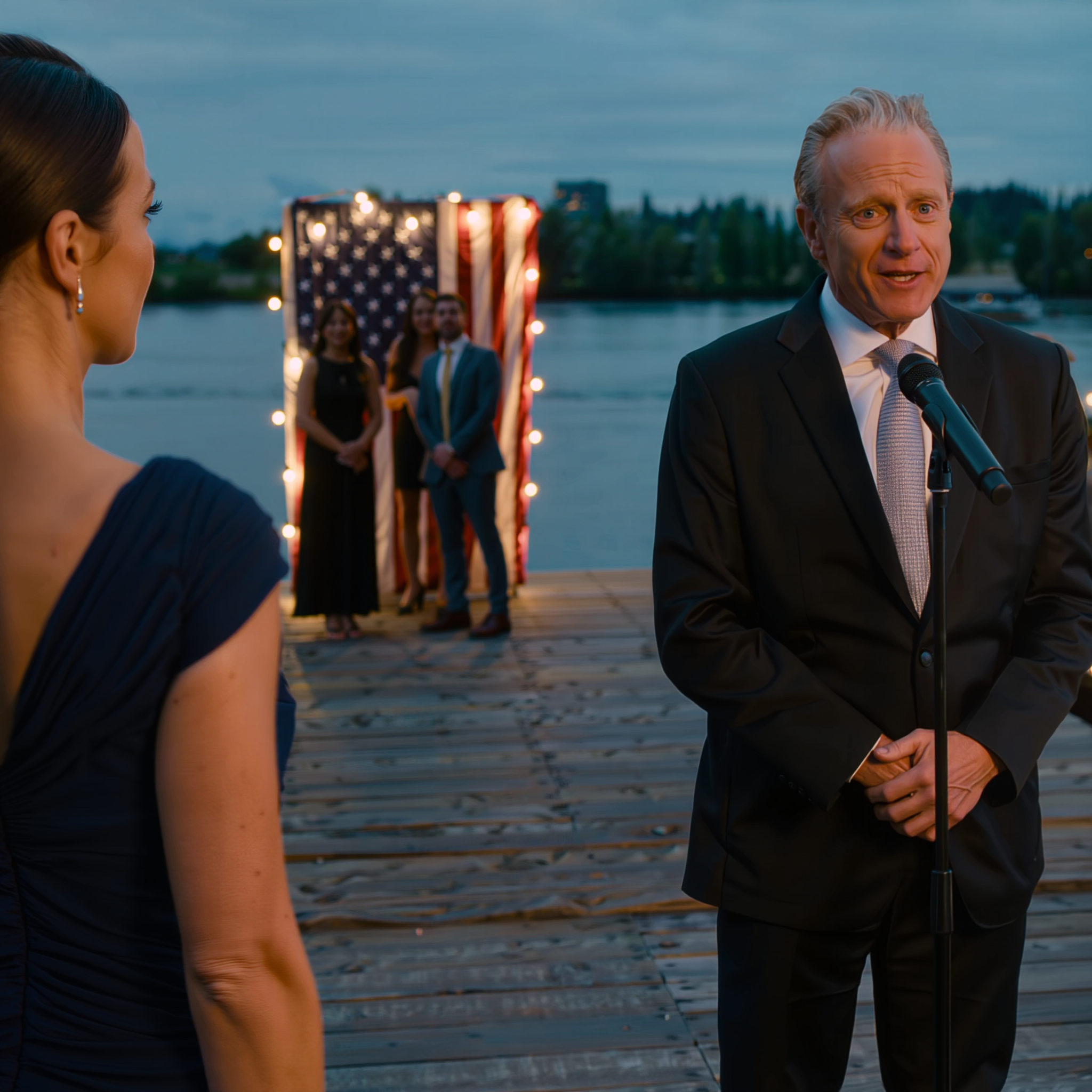 Ved hans 40-års jubilæumsfest på en mole langs Columbia-floden pegede min far direkte på mig og erklærede, at jeg var “hans livs største skuffelse”; hele mængden så på mig med den velkendte medlidenhed – indtil rotorskyl skyllede hen over vandet, en flådeofficer trådte ned, råbte mit navn, og hele havnen blev stille.