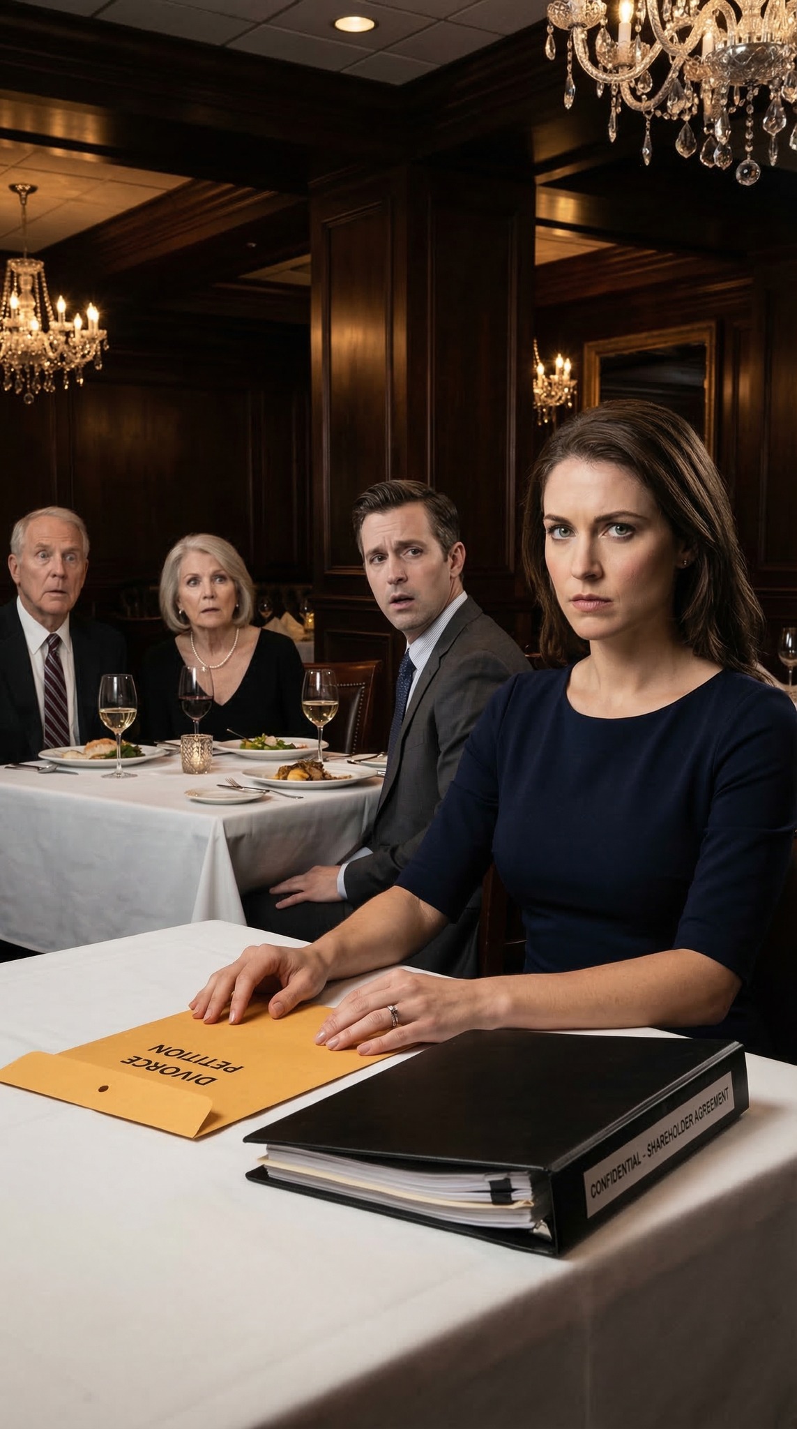 Jeg fortalte aldrig min mand, at jeg ejede aktier i hans fars firma til en værdi af 8 milliarder dollars. Han troede, jeg var den stakkels kone, han stille og roligt kunne skille sig af med. Så ved middagen skubbede hans far en skilsmissekuvert hen over bordet og sagde: “Underskriv den i aften.” Jeg så ham i øjnene, skubbede den tilbage og hviskede: “Er du sikker på, at du vil ydmyge den kvinde, der kan ødelægge dit imperium inden mandag?” De troede, jeg var ingenting. De tog fejl.