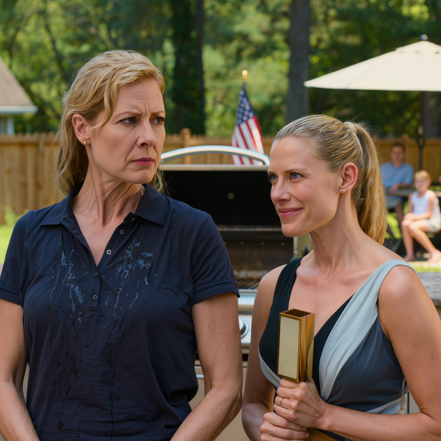 Ved en fars dags-grillfest i en forstadsbaghave gav de mig en hjemmelavet trofæ med teksten “Most likely to hold everyone back” indgraveret, og de lo, som om mine 22 år med at bære dem kun var godt som en punchline. Jeg vendte stadig burgere, sagde stadig tak, pakkede så mine tasker og forlod Elm Street før klokken 5. Tre dage senere ringede min søster og råbte om “hjælp”, og jeg svarede med én sætning, der fik hele bordet til at blive stille.