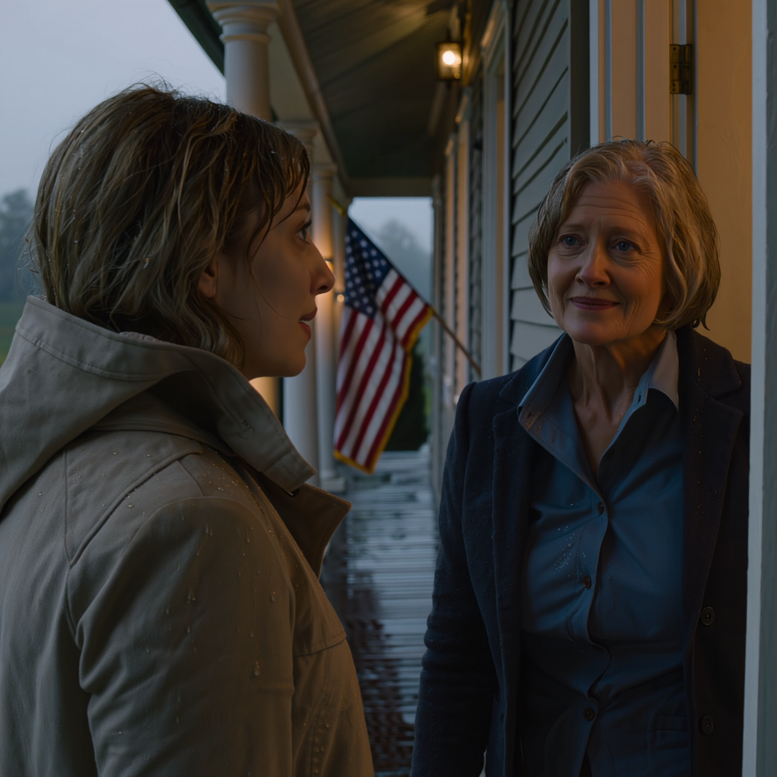 Min 10-årige datter ringede til mig fra verandaen under et tordenvejr i Midtvesten og sagde, at hendes nøgle pludselig ikke kunne åbne mine forældres dør, og at hun havde ventet i fem timer i regnvejr. Jeg skyndte mig ud af min vagt på Evergreen Hospital, og min mor åbnede døren på klem og sagde: “Vi har alle besluttet, at du og din mor ikke bor her længere.” Jeg råbte ikke. Jeg sagde bare: “Forstået.” Tre dage senere modtog hun en kuvert og blev bleg.