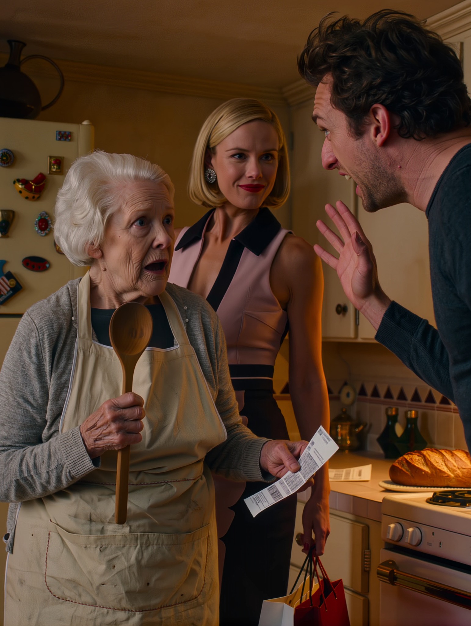 “Det er ikke din sag!” snerrede min søn, da jeg spurgte, hvordan hans kone pludselig havde designertasker, diamantøreringe og restaurantpenge, mens de boede i mit hus og spiste min mad gratis – men den dag, jeg hev en skjult skotøjsæske frem af deres skab og fandt tre opbrugte kontoudtog med mit navn på, indså jeg, at deres forræderi var langt værre end ubetalte regninger.