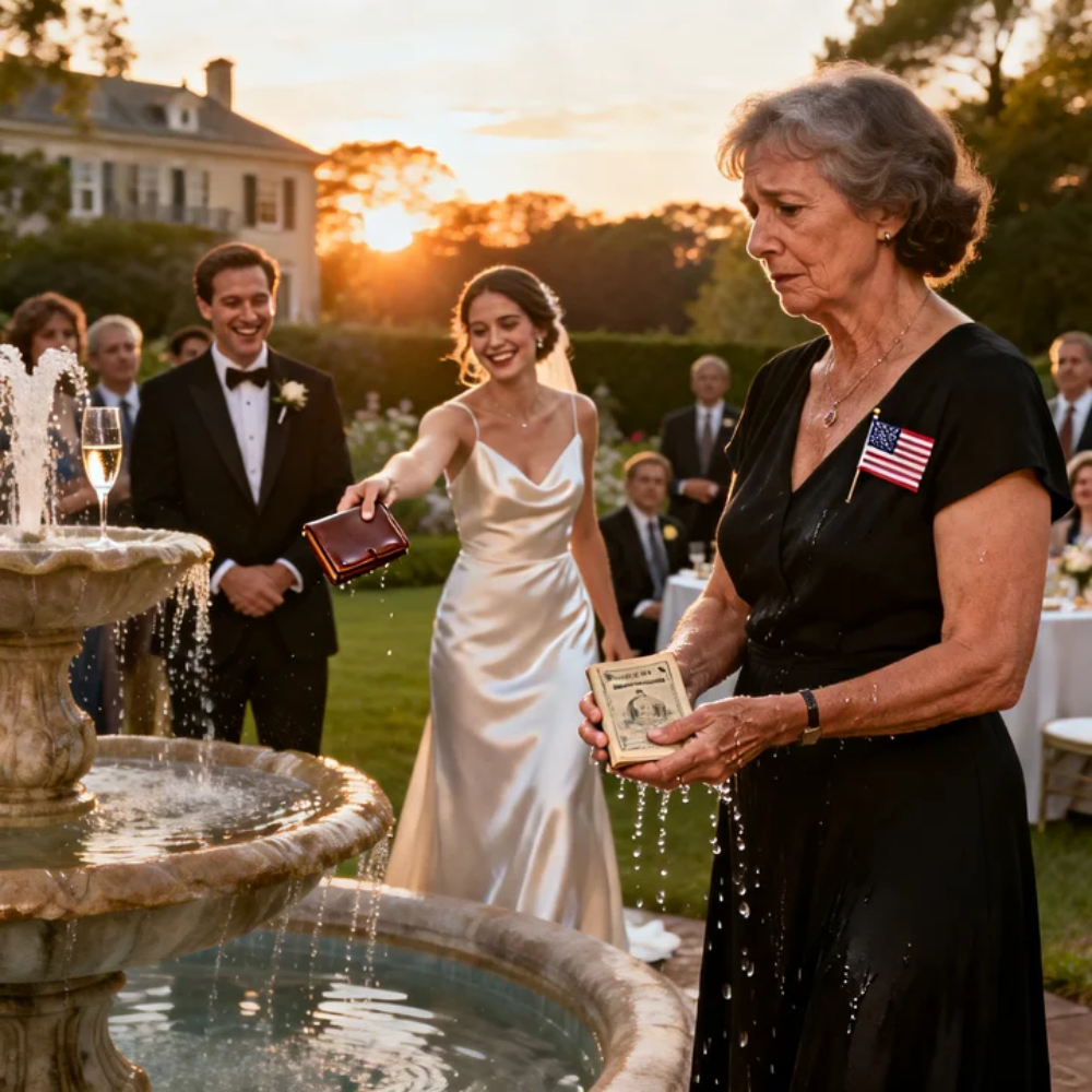 Ved min datters bryllup gav jeg hende en gammel bankbog. Min datter kastede den i fontænen og sagde: “Er det bare et par løse sedler, mor?” Hendes velhavende mand smilede og tilføjede: “Din mor er jo bare rengøringshjælp alligevel.” Jeg gik ud. Næste morgen gik jeg i banken. Kassereren blev bleg og sagde: “Frue … gå ikke.”