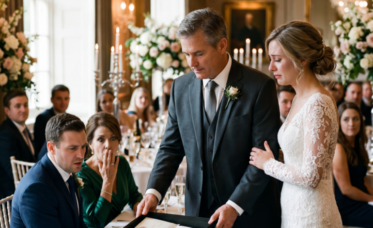 “En lille gave til bruden,” smilede min svigermor, mens hun placerede en fløjlsæske foran mig til min bryllupsreception. Da jeg åbnede den, var der en tjenestepigeuniform indeni. Hele lokalet grinede – selv min brudgom. Men de vidste ikke, at min far havde medbragt en anden gave … Og få minutter senere var brylluppet aldrig det samme igen.