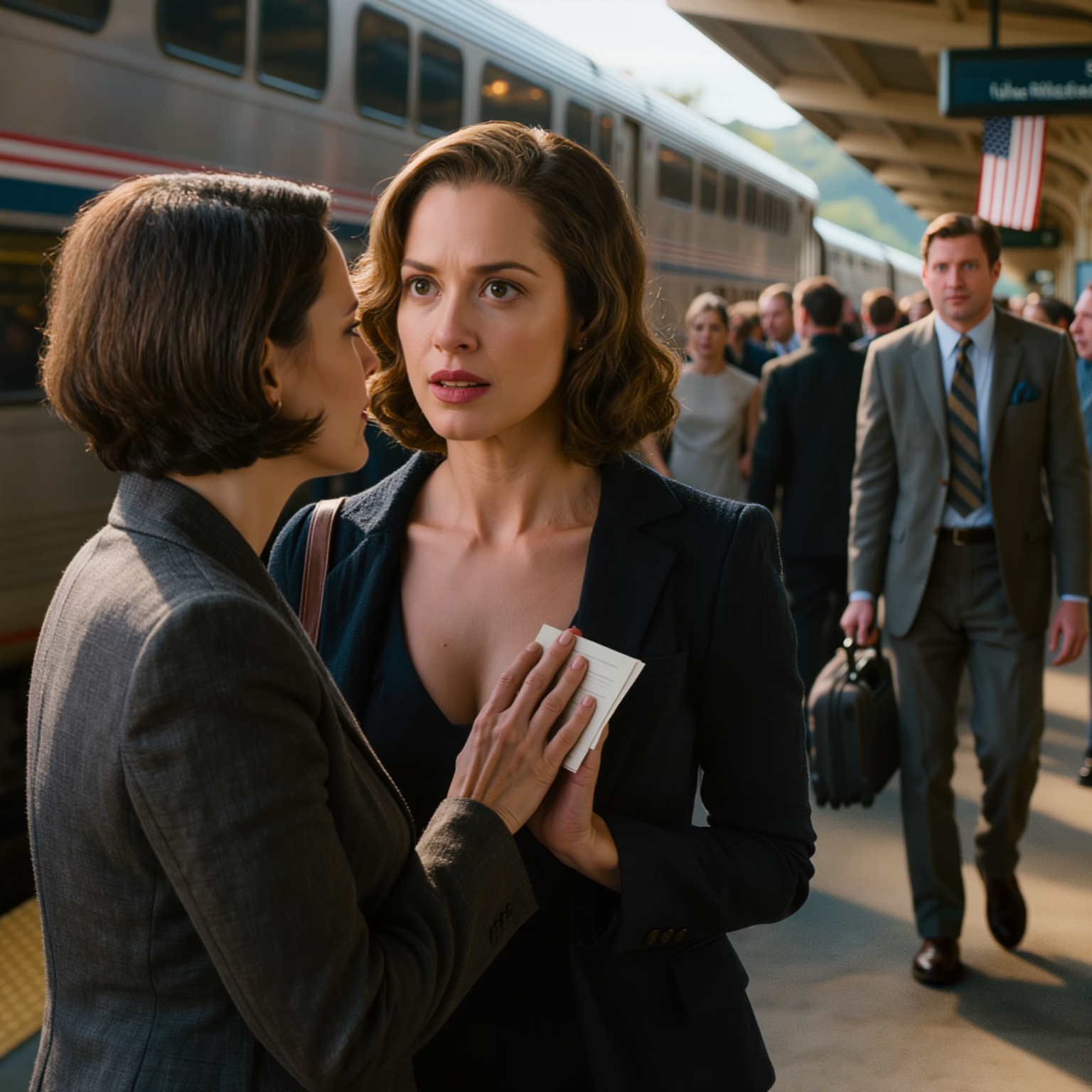 På toget til vores bryllupsdagsferie stirrede en fremmed på min mand i otte timer i træk … og da hun endelig bevægede sig, lagde hun en krøllet seddel i min hånd, der forvandlede vores perfekte ægteskab til et gerningssted i mit hoved.