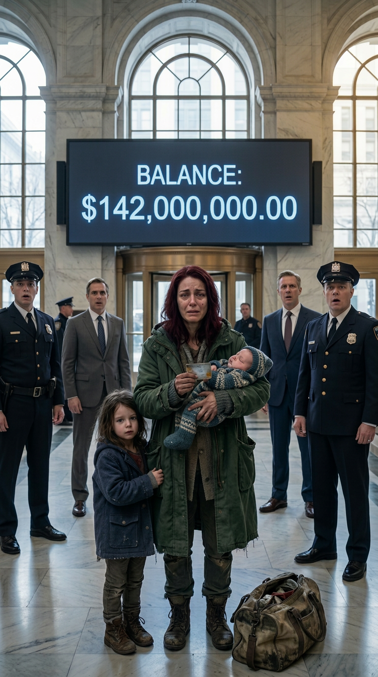 En hjemløs mor trådte nervøst ind i en bank med sin afdøde bedstefars slidte kort i hånden i håb om at få et par dollars. Men da kassereren satte det ind, chokerede saldoen, der blinkede hen over skærmen, hele rummet til stilhed.