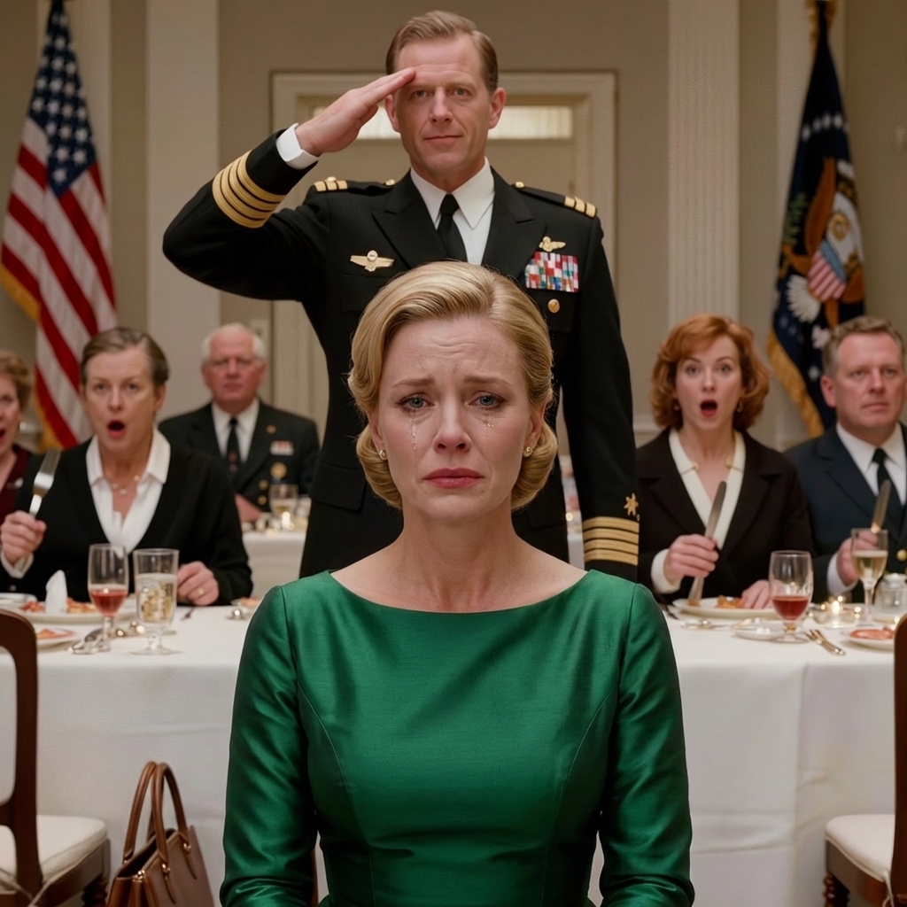 “Du gør denne familie ydmyg,” sagde mor foran alle. Selv min bror fnøs: “Skuffelse.” Så, da aftensmaden begyndte, ankom min søsters mand i uniform – og frøs til. Han hilste på mig … og sagde: “Frue.” Fars gaffel ramte gulvet med et klap. Min søster blev bleg.