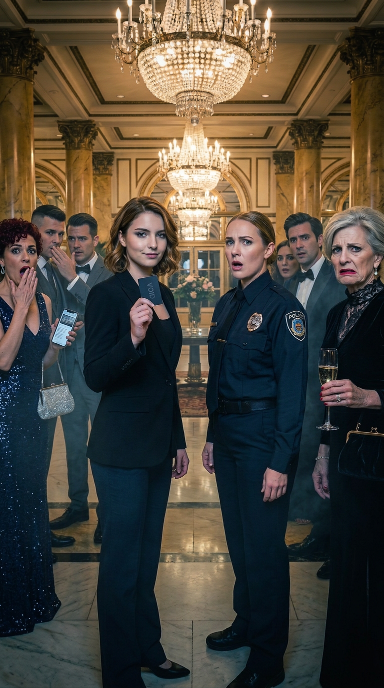 Jeg ankom til min lillesøsters forlovelsesfest og forventede champagne, smil og familiebilleder. I stedet blokerede en sikkerhedsvagt min vej og sagde pludselig: “Personalets indgang er bagved.” Så sluttede mine kommende svigerforældre sig til og ydmygede mig foran alle. De anede ikke, hvem jeg var. Jeg så dem lige i øjnene, holdt min hotelnøgle op og sagde: “Du har lige fornærmet ejeren.” Det, der skete derefter, ødelagde langt mere end deres perfekte aften.