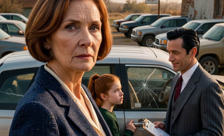 Hos bilforhandleren hviskede mit barnebarn: “Bedstemor … det er mors ‘stjålne’ bil.” Hele min krop blev stille. Da jeg konfronterede sælgeren, begyndte en foruroligende sandhed at komme frem i lyset. Men det, jeg opdagede derefter, var langt mere foruroligende, end jeg nogensinde havde forestillet mig …